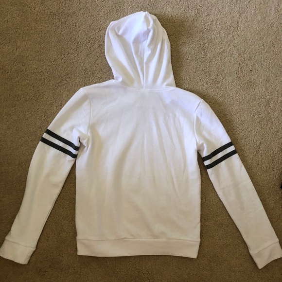 Destined Varsity Stripe White Womens Hoodie - Picture 2 of 3